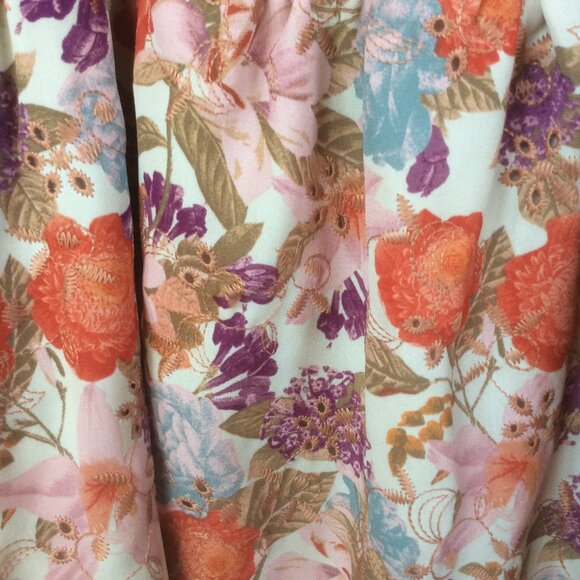 Torrid Georgette Eyelet Smocked Waist Puff Sleeve Floral Boho Top Size 4-4X/26 - Picture 3 of 7